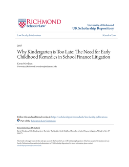 The Need for Early Childhood Remedies in School Finance Litigation, 70 Ark