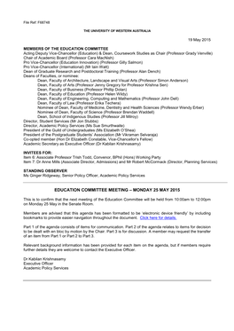 Education Committee Meeting – Monday 25 May 2015