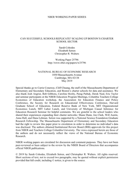 Can Successful Schools Replicate? Scaling up Boston's Charter School