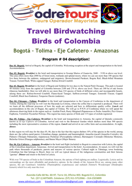 Travel Birdwatching Birds of Colombia