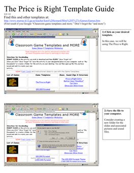 The Price Is Right Template Guide