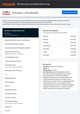 86J Bus Time Schedule & Line Route