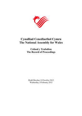 Cynulliad Cenedlaethol Cymru the National Assembly for Wales