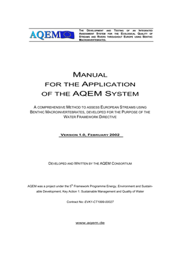 Manual for the Application of the Aqem System