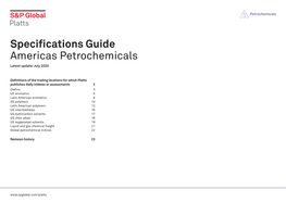 Specifications Guide Americas Petrochemicals Latest Update: July 2020