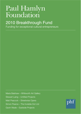 2010 Breakthrough Fund Funding for Exceptional Cultural Entrepreneurs