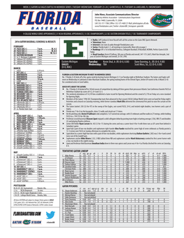 TENTATIVE GATOR LINEUP Eastern Michigan (0-0, MAC) Tuesday