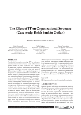 The Effect of IT on Organizational Structure (Case Study: Refah Bank in Guilan)