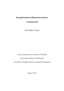 Enregisterment in Historical Contexts