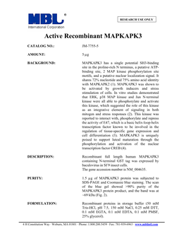Active Recombinant MAPKAPK3