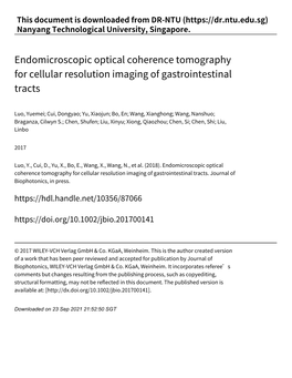 Endomicroscopic Optical Coherence Tomography for Cellular Resolution Imaging of Gastrointestinal Tracts