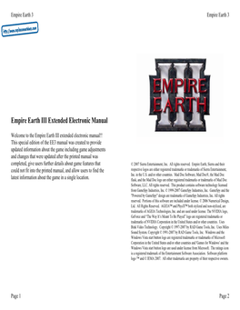 Empire Earth III Extended Electronic Manual