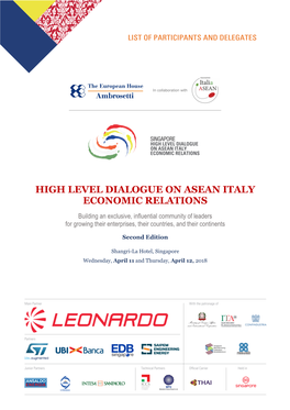 High Level Dialogue on Asean Italy Economic Relations