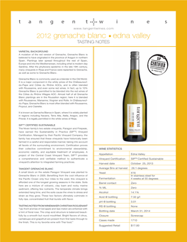 2012 Tangent Grenache Blanc Tasting Note