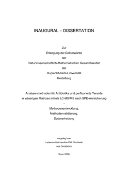 Inaugural – Dissertation