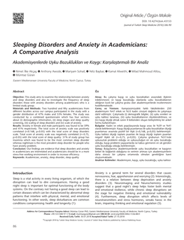 Sleeping Disorders and Anxiety in Academicians: a Comparative Analysis