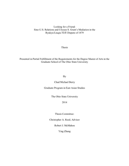 Sino-US Relations and Ulysses S. Grant's Mediation