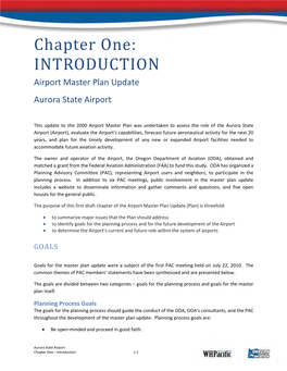 INTRODUCTION Airport Master Plan Update Aurora State Airport