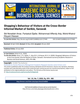 Shopping's Behaviour of Visitors at the Cross-Border Informal Market of Serikin, Sarawak