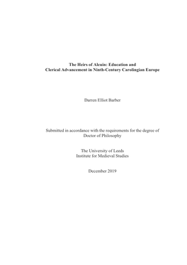 The Heirs of Alcuin: Education and Clerical Advancement in Ninth-Century Carolingian Europe