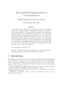 Rationalizable Implementation of Correspondences∗