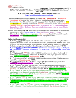 Eggplant, Pepper, Tomato Fungicides (Labeled & Rates/A)