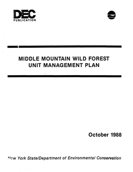 Middle Mountain Wild Forest Unit Management Plan