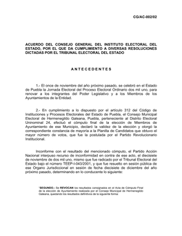 Proyecto De Acuerdo Del Consejo General Del