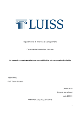 Dipartimento Di Impresa E Management Cattedra Di Economia