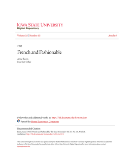 French and Fashionable Anne Beem Iowa State College