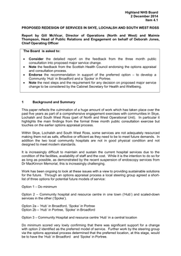 Highland NHS Board 2 December 2014 Item 4.1 PROPOSED