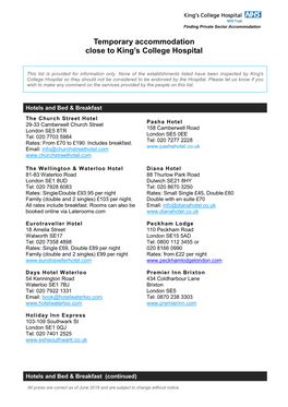 Temporary Accommodation Close to King's College Hospital