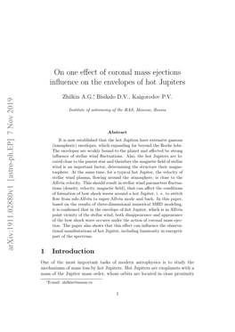 On One Effect of Coronal Mass Ejections Influence on The