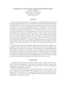 Introduction to Compressible Computational Fluid Dynamics James S