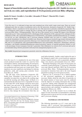 Impact of Insecticides Used to Control Spodoptera Frugiperda (J.E