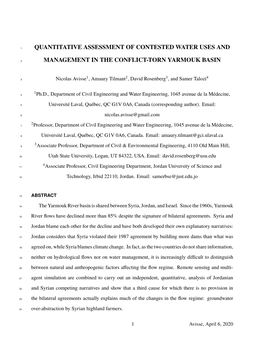 Management in the Conflict-Torn Yarmouk Basin