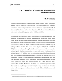 1.1. the Effect of the Visual Environment on Avian Welfare