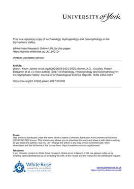 Archaeology, Hydrogeology and Geomythology in the Stymphalos Valley