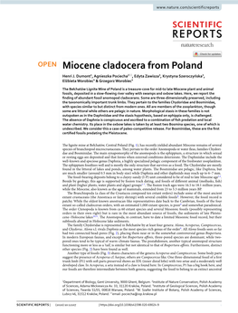 Miocene Cladocera from Poland Henri J