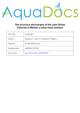 The Structure and Margins of the Lake Chilwa Fisheries in Malawi: a Value Chain Analysis