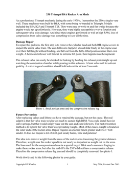 250 Triumph/BSA Rocker Arm Mods As a Professional Triumph