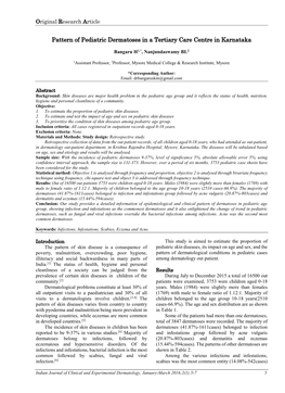 Pattern of Pediatric Dermatoses in a Tertiary Care Centre in Karnataka