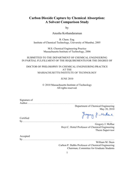 Carbon Dioxide Capture by Chemical Absorption: a Solvent Comparison Study