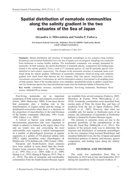 Spatial Distribution of Nematode Communities Along the Salinity Gradient in the Two Estuaries of the Sea of Japan