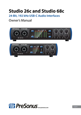 Presonus Studio 26C/68C Owners Manual