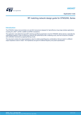 RF Matching Network Design Guide for STM32WL Series