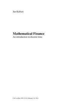Mathematical Finance an Introduction in Discrete Time