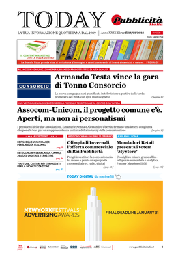 Armando Testa Vince La Gara Di Tonno Consorcio Assocom-Unicom, Il