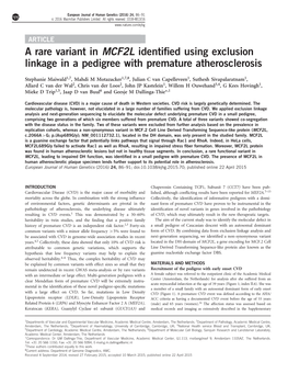 A Rare Variant in MCF2L Identified Using Exclusion Linkage in A