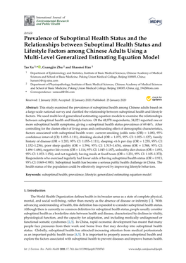 Prevalence of Suboptimal Health Status and the Relationships